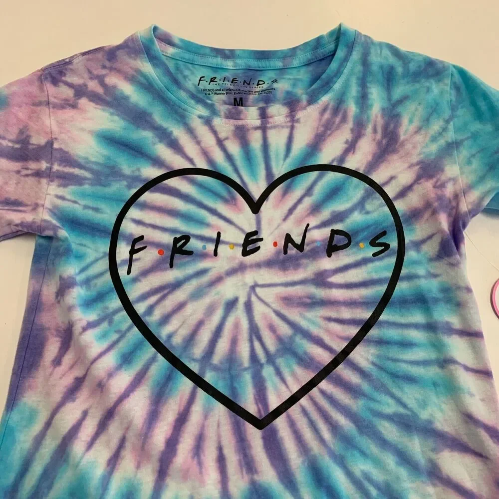 Friends TV Show Tie Dye T Shirt Girls Youth M Medium Retro Hippie Cotton Blend